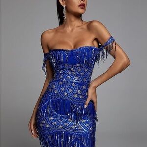 Bella Barnett Blue Sequin Dress